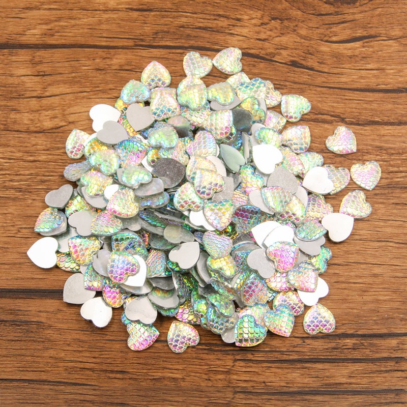 Generic DIY Time Gem Accessories Multicolor Gradients Fish Scale Resin Patches Love 1 11X12mm 