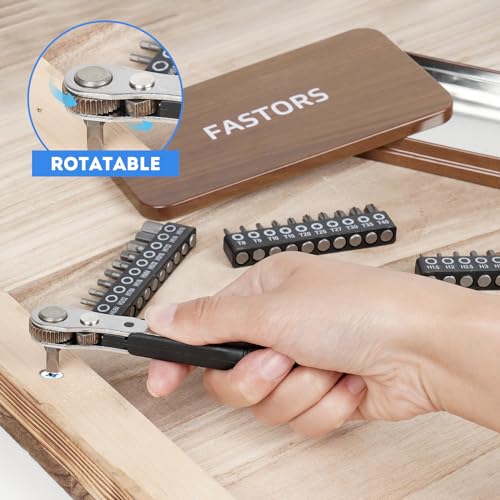 FASTORS Right Angle Screwdriver,42 PCS 1/4 Mini Ratchet Set,90 Degree Offset Ratcheting Wrench,Hex/Torx/Slotted/Phillips Magnetic Bits,Stocking Stuffers for Men&Women - Image 5