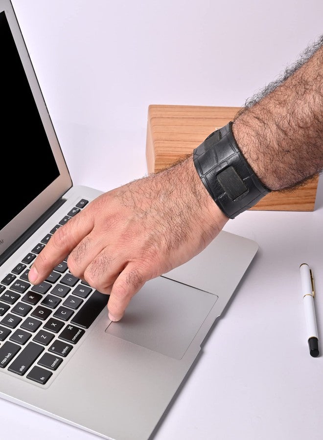 سوار أوربانيتي المضفر، سوار جلد مقسوم قابل للتعديل، سوار معصم جلدي بإبزيم دبوس (أسود) للجنسين البالغين - Image 4