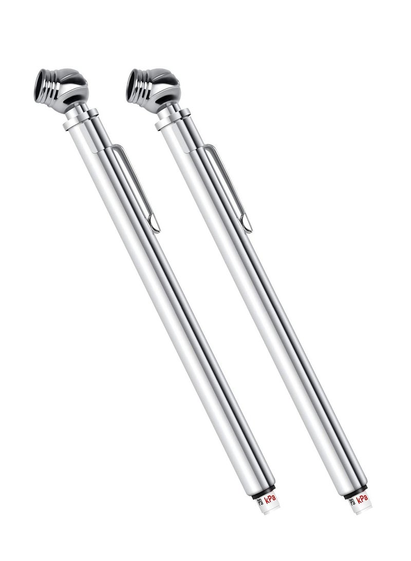 SYOSI 50 Psi Pencil Tire Pressure Gauges 2 Pack Ntegrated Deflator Valve Chuck and Abs Indicator Bar  - Image 1