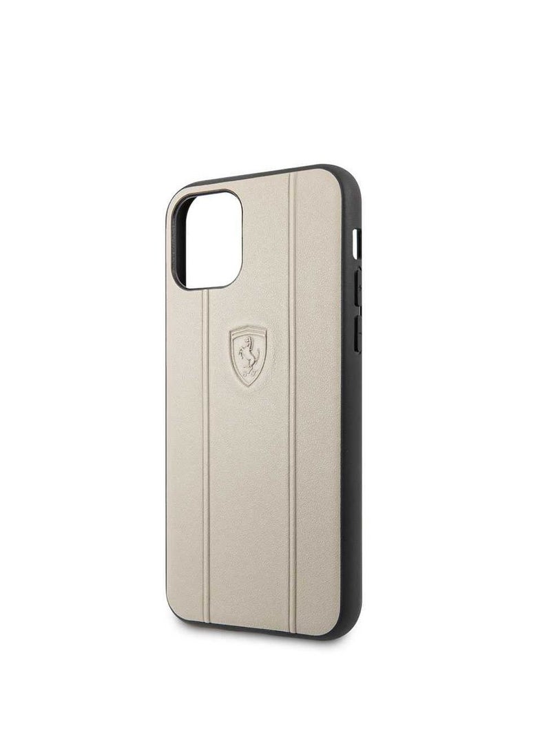 Ferrari - Ferrari iPhone 11 Pro Off Track Leather Hard Case with Embossed Lines, Easy Access To All Ports, Mobile Case Suitable with Wireless Charging Officially Licensed - Beige - Image 1