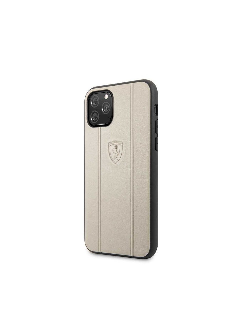 Ferrari - Ferrari iPhone 11 Pro Off Track Leather Hard Case with Embossed Lines, Easy Access To All Ports, Mobile Case Suitable with Wireless Charging Officially Licensed - Beige - Image 1