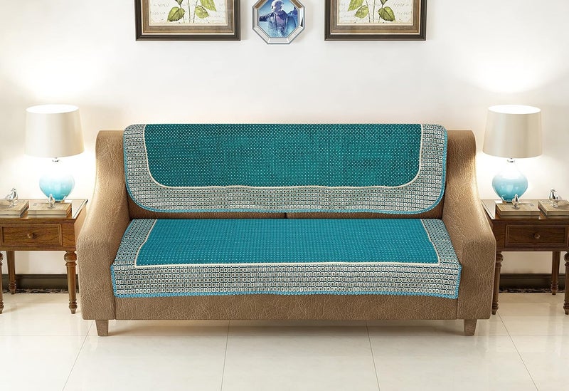 jayvaam 5 Seater Sofa Cover 10 Pieces Set 3 11 Chenille Sofa Cover Back 5 Seater Sky Standard - Image 2