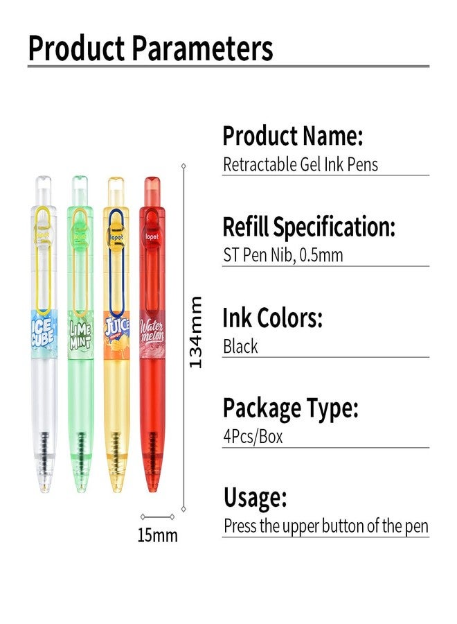 lopet 4Pcs Cute Retractable Gel Ink Pens 0.5mm ST Nib Black Ink Smooth Writing Quick Dry Students School Office Stationery Supplies for Women Men Cute Birthday Gifts - Image 3
