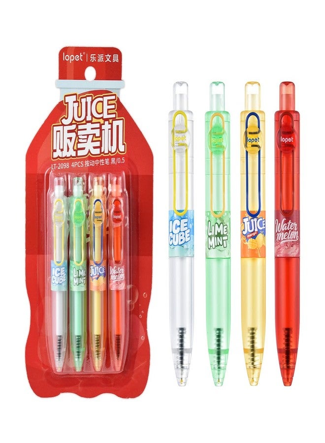 lopet 4Pcs Cute Retractable Gel Ink Pens 0.5mm ST Nib Black Ink Smooth Writing Quick Dry Students School Office Stationery Supplies for Women Men Cute Birthday Gifts - Image 1