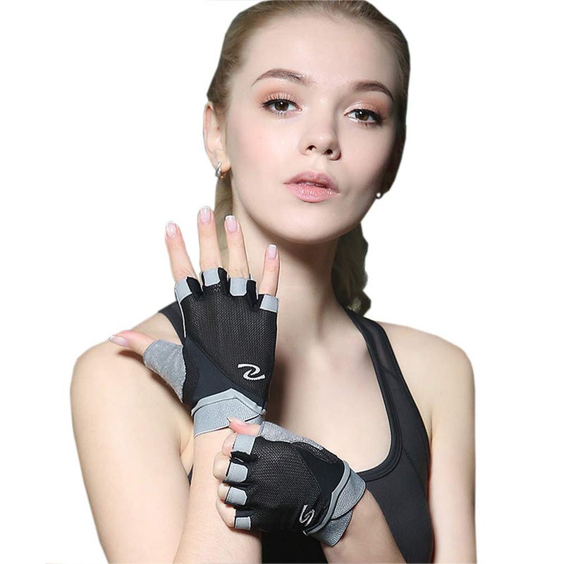 Luwint Women Fingerless Yoga Gloves Non Slip Padded - Barre Pilates Fitness Workout Training Wrist Exercise Accessories (Medium) - Image 1