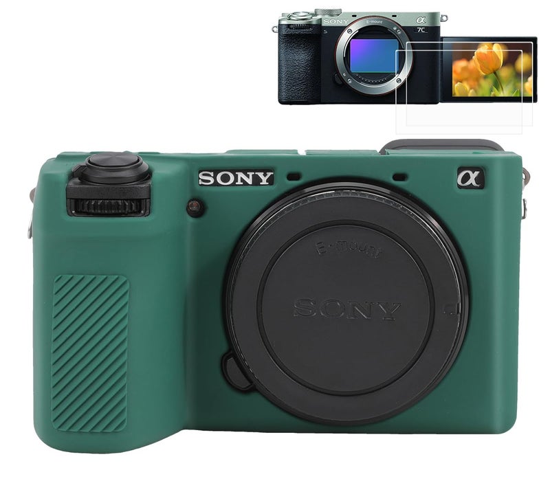 Pocoukate Case for Sony Alpha 6700 Camera, Soft Silicone Protective Cover Skin with A6700 Screen Protector Accessories for Sony Alpha 6700 Camera Silicone Case - Deep-Green - Image 1