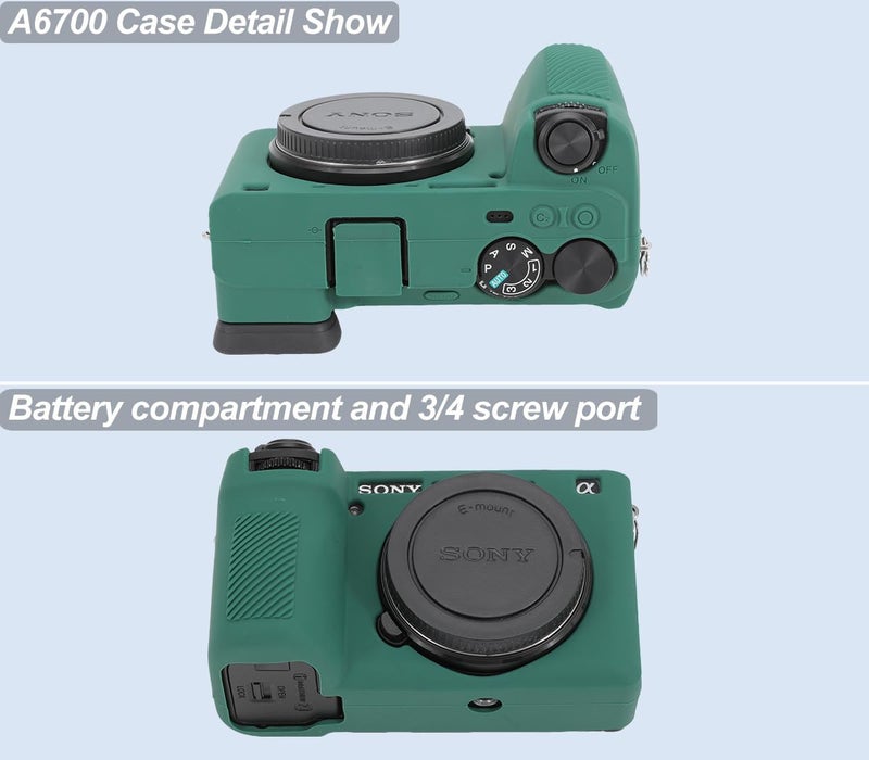 Pocoukate Case for Sony Alpha 6700 Camera, Soft Silicone Protective Cover Skin with A6700 Screen Protector Accessories for Sony Alpha 6700 Camera Silicone Case - Deep-Green - Image 5
