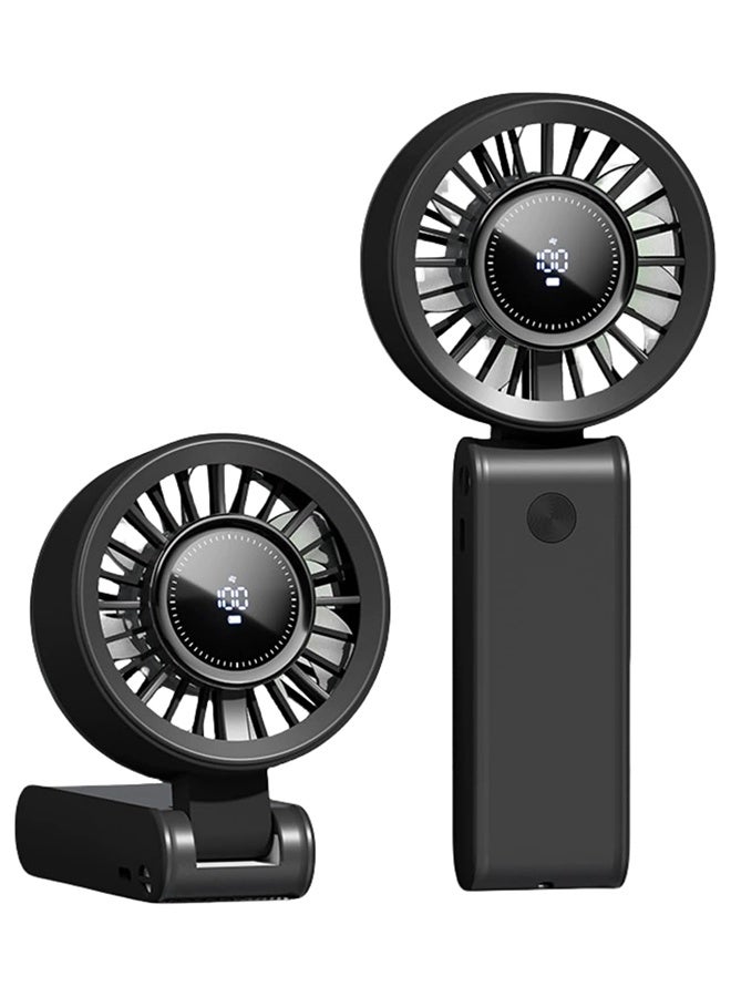 Portable Handheld Fan, High-Power Motor, LED Display, 19.5 Hrs Cooling, 5000mAh Rechargeable, 0-100 Speed, Foldable Design, 3-IN-1 Portable Fan for Travel Cruise Beach(Black) - Image 1