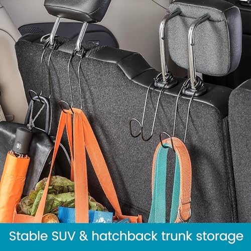 High Road Unbreakable Car Bag Hooks - Large Car Seat Hooks for Purse, Backpack, Coats, Hats and Heavy Bags up to 40 lbs - Secure Attachment Fits All Headrest Posts, 2-Pack - Image 5