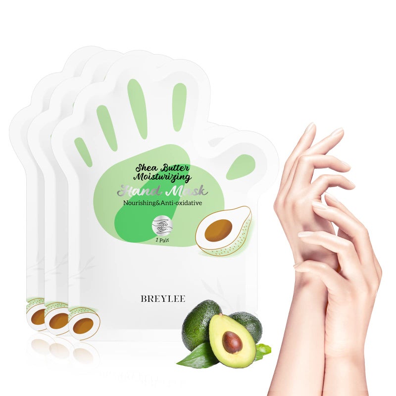 Breylee Hand Mask, BREYLEE Hand Mask Gloves |Shea Butter Hand Moisturizing Gloves | Hand Mask with Moisturizing/Refreshing | Shea Butter Hand mask for Moisturizing | Hand Spa Treatment for Rough Skin(3 Pairs) 