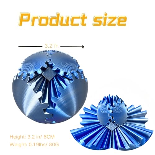ULTHOOL Gear Ball 3D Printed Spin Ball Cube Fidget Toys Gear Sphere Fidget Toy GearSphere Desk Toy Stress Fidget Balls Fidgets Spinners for Adults Kids Anxiety Relaxing Laser Silver Blue 31 Inch - Image 5