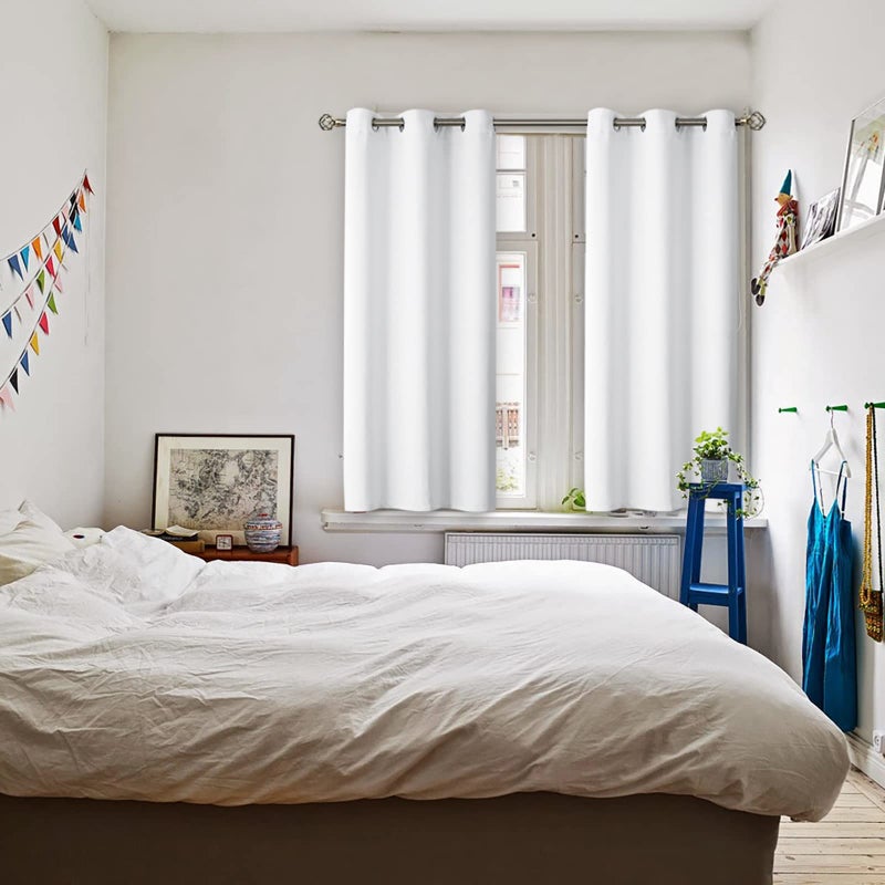 BGment Room Darkening Curtains 54 Inches Long - Grommet Thermal Insulated Drapes Window Treatment Curtains for Bedroom, 2 Panels, 38 x 54 Inch, Pure White - Image 2