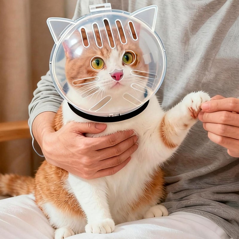 Soft Transparent Hood Protective Face Cover Anti-Biting for Pet Grooming Shower Easy Wear Astronaut Head Cover - Image 2