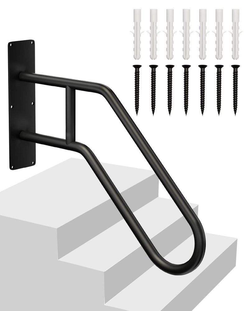 Mrupoo Handrails for Outdoor Steps Stair Railing Indoor, 1 to 3 Steps Stairs Wall Mounted Metal Handrail for The Elderly, Kids, Disabled, Pregnant Women - Image 1