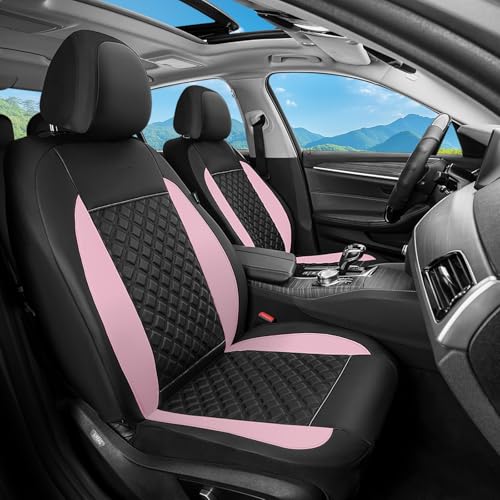 FLORICH Seat Covers Front Seat Covers 2 PCs Automotive Seat Cover for Cars Luxury Leather Universal Seat Cover Accessories Fit for Most Cars SUV Truck SedansPink - Image 1
