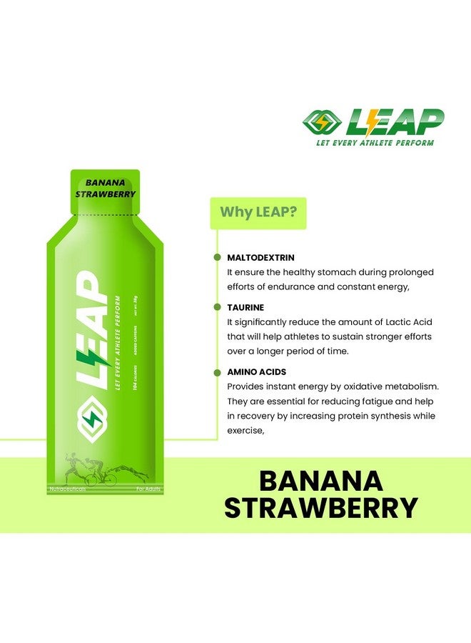 LEAP LEAP 5 Sachets Of Energy Gel For Runners,Cyclists&Athletes -Natural Ingredients For Quick Energy&Easy Digestion-Contains Amino Acids&Mct Oil(Banana-Strawberry)  - Image 2