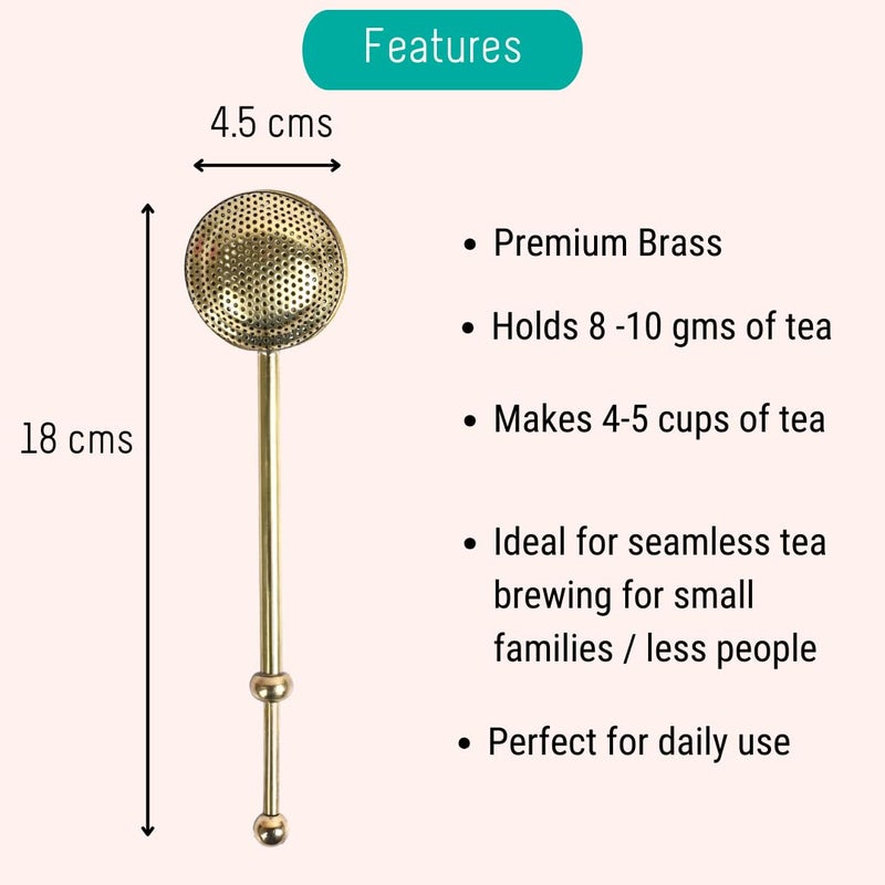 OH CHA مصفاة شاي نحاسية، على شكل كرة | خالية من BPA، متينة | تستخدم كمصفاة للشاي الأخضر، الشاي الأسود، فلتر | مصفاة شاي للاستخدام اليومي | 18 سم - Image 4