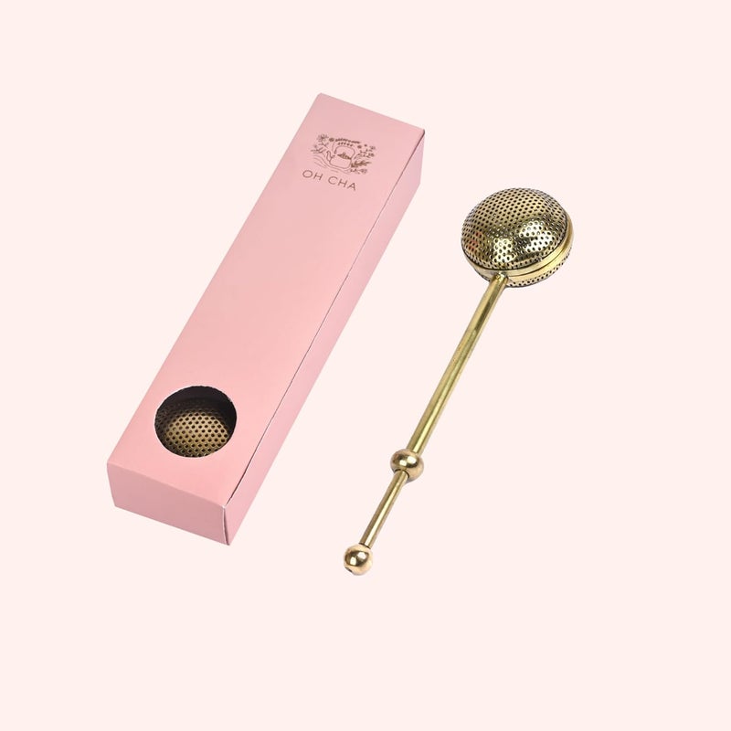 OH CHA مصفاة شاي نحاسية، على شكل كرة | خالية من BPA، متينة | تستخدم كمصفاة للشاي الأخضر، الشاي الأسود، فلتر | مصفاة شاي للاستخدام اليومي | 18 سم - Image 2