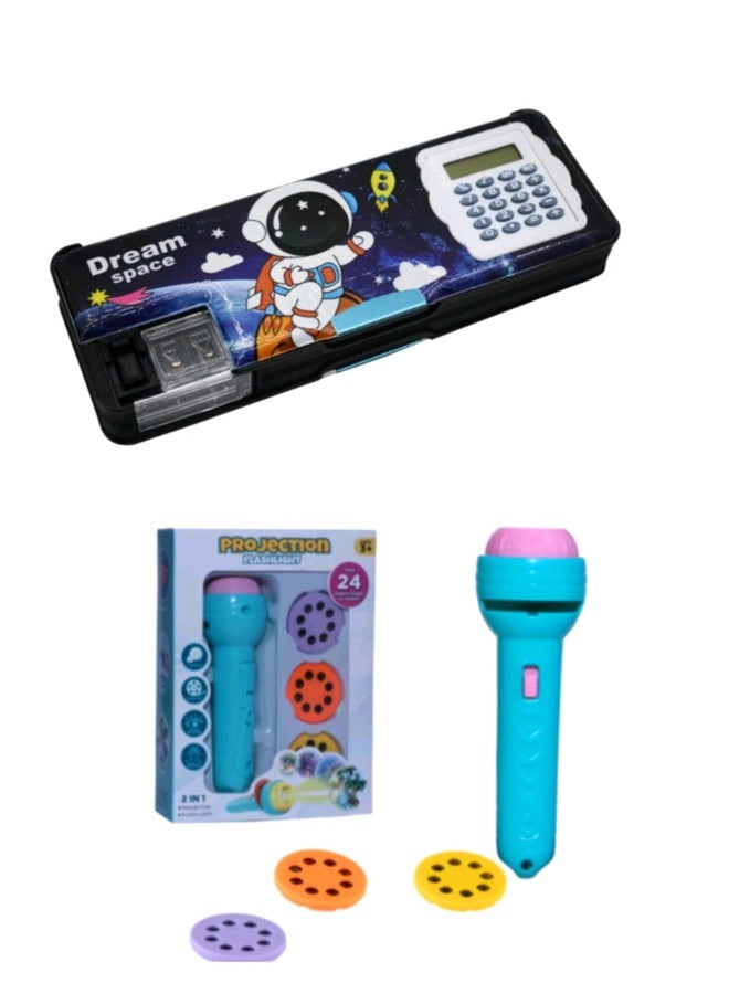 Manos Projector 3 Slide Learning and Pencial Box Educational Toy for Kids Combo Pack - Image 1