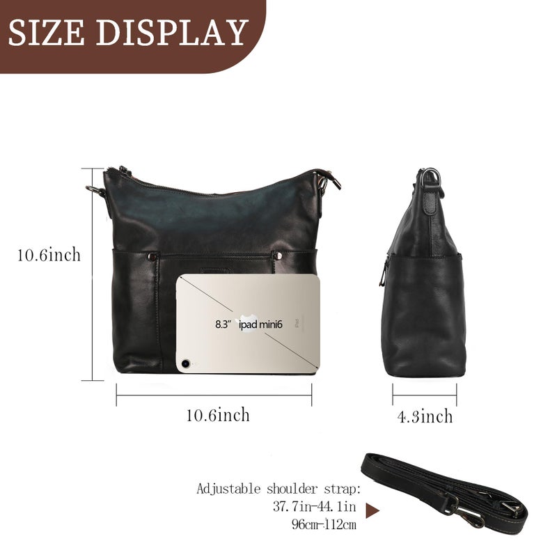 LETEULO Hobo Bag for Women Crossbody Bag Purse and Handbag Leather Shouler Bags Large Capacity Satchel (Black) - Image 3