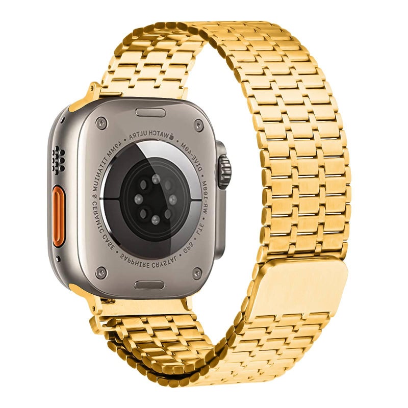 سوار ساعة ذكية باللون ذهبي قابل للتعديل سوار نايلون حلقي متوافق مع Apple Watch 38/40/41/42/44/45/49mm بملاءمة قابلة للتعديل وحزام بديل - Image 3