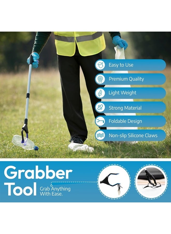 FitPlus PowerGrip T9, Grabber Reacher Tool, Wide Jaw, Foldable, Steel Cable, with 96 Grip Points for Firm Grip, 32" with Magnet  - Image 2
