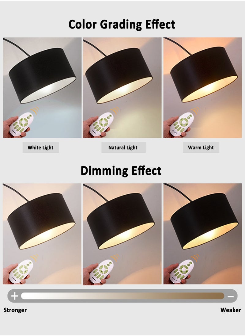 Sharpdo - Nordic Simple Three-color Dimmable Floor Lamp Modern Remote Control LED Standing Lamp For Bedroom Living Room With Fabric Lampshade Black 34*(68-95)*(150-180) centigram - Image 1