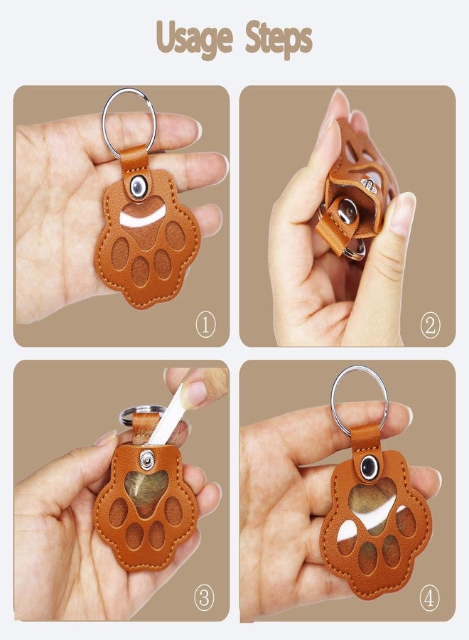 Pet Hair Keychain 4PCS - Pet Fur Keepsake Memorial Paw Keychain Leather Cat Fur Keepsake with Cat Paw Data Cable Tie Memorial Gifts for Collar Bag Purse Paw Charm Key Holder - Image 4