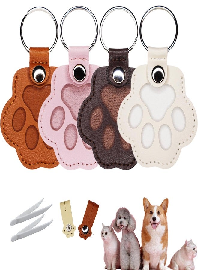 Pet Hair Keychain 4PCS - Pet Fur Keepsake Memorial Paw Keychain Leather Cat Fur Keepsake with Cat Paw Data Cable Tie Memorial Gifts for Collar Bag Purse Paw Charm Key Holder - Image 1