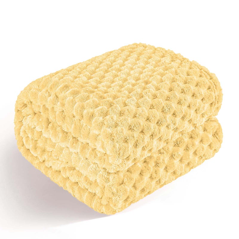 Bnuitland Bnuitland Light Yellow Flannel throw blanket (50X40 inches)  300 GSM Fleece Cozy Warm Soft Lightweight Bed Sofa Blanket for Babys and Pets  Suitable for All Seasons  - Image 4