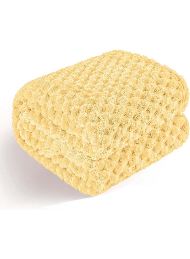 Bnuitland Bnuitland Light Yellow Flannel throw blanket (50X40 inches)  300 GSM Fleece Cozy Warm Soft Lightweight Bed Sofa Blanket for Babys and Pets  Suitable for All Seasons  - Image 5