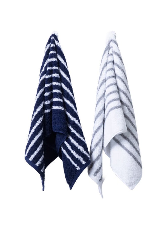 Uchino Classic Striped Face Towel For Men Soft Fluffy Absorbent Cotton Home Towel Grey - Image 1