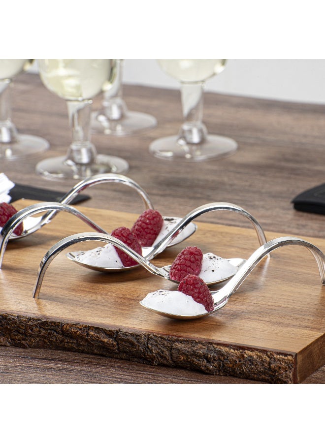 Restaurantware 4 Inch Tasting Spoons, 100 Disposable Appetizer Spoons - Curved Handle, Pair With Appetizers or Desserts, Silver Plastic Sample Spoons, For Parties Or Special Occasions,  - Image 3