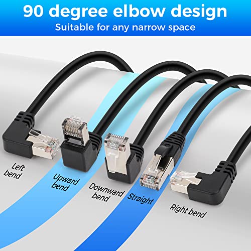 Togconn Cat 6 Ethernet Extension Cable 5 Pack，Multiple Angles（UP/Down/Left/Right/Straight）, Cat6 RJ45 Network LAN Patch Cord Adapter, FTP Shielded Male to Female Connector, Supports CAT5E/CAT5-2 Feet - Image 2