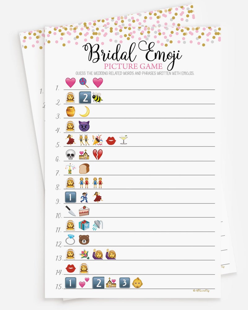AllEwiredUp Bridal Shower Emoji Picture Game 50sheets