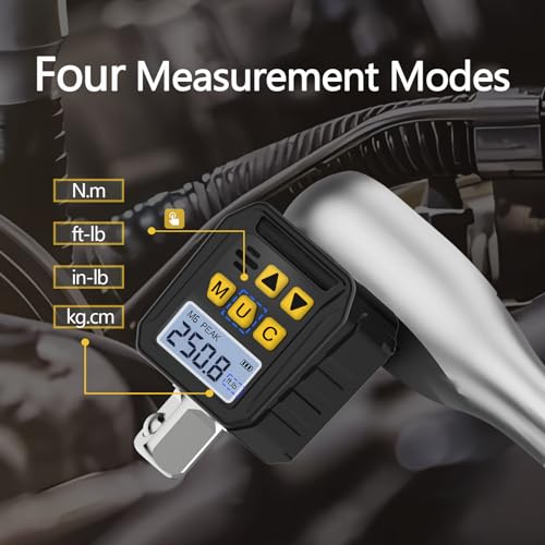 TAGVIT 1/2” Drive Digital Torque Adapter, 12.54-250.8 Ft-lb/17-340 Nm Digital Torque Adapter Set with 3/8" and 1/4" Adapters, Buzzer & LED Flash Notification for Motorcycle Car Repair - Image 2