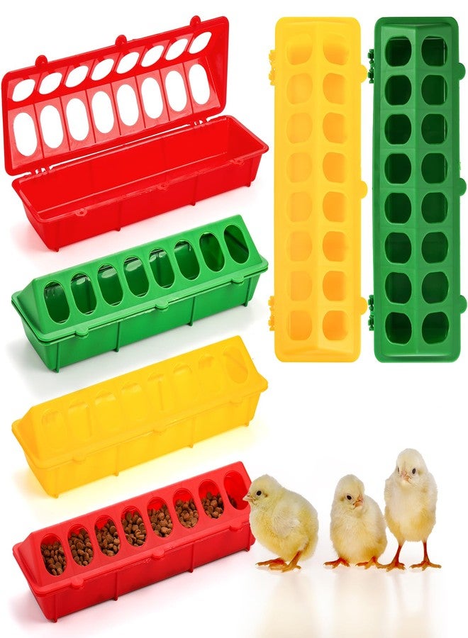 Coloch 6 Pack Flip Top Poultry Feeder, Plastic Chicken Feeder Trough Multi-Hole Poultry Feeding Tray No Mess No Waste Chick Feeding Dispenser for Pigeon, Quails, Duckling Birds, Duck, Chicken - Image 1