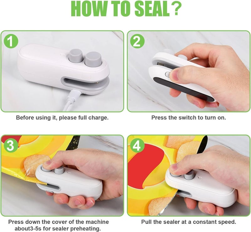 ASUVEK 2 in 1 USB Magnetic Heat Sealing & Cutting Tool Portable TYPE-C USB Heat Sealer Mini Seal Rechargeable Machine for Food, Snacks, Chips, Fresh Storage, Plastic Bags Sealing Machine (Multicolor) - Image 4