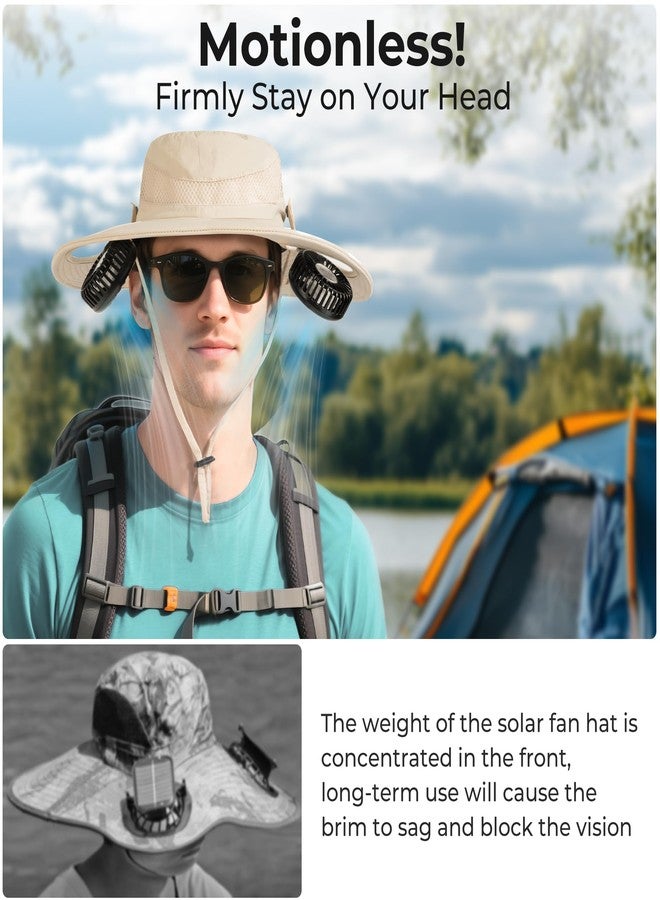 أماكول مروحة قبعة AMACOOL 2 في 1 بدون استخدام اليدين مع مروحة رقبة قابلة للفصل بسعة 5200 مللي أمبير، قبعة شمسية عريضة الحواف بعامل حماية من الشمس 50+، تعمل لمدة 16 ساعة، 3 سرعات قابلة للتعديل، مستلزمات أساسية للصيد للرجال والنساء والتخييم والسفر والتوصيل في الهواء الطلق - بيج - Image 5