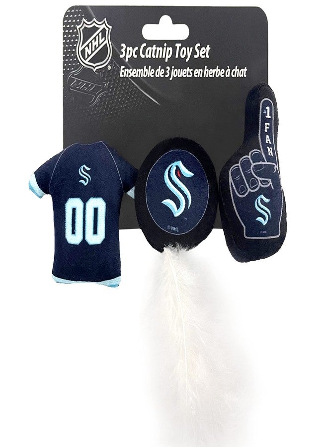 Pets First BEST PLUSH NHL SEATTLE KRAKEN 3-Piece Cat Toy Set - Jersey, Hockey Puck & #1 Fan Toys Filled with Fresh Catnip - Image 1