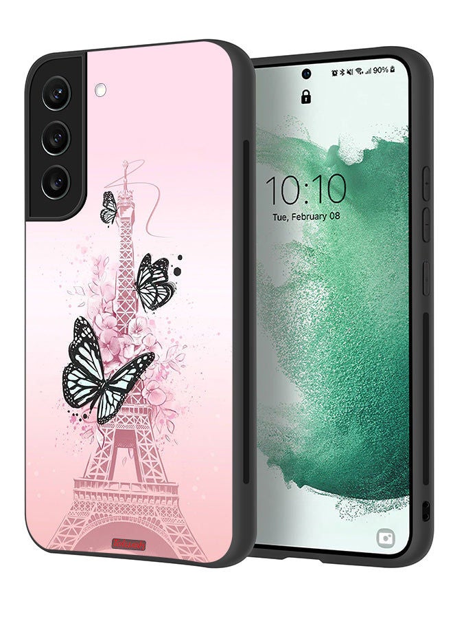 Tolwak غطاء حماية لهاتف Samsung Galaxy S21 FE 5G برسومات فراشات على برج إيفل - Image 1