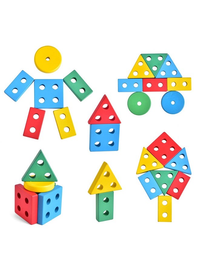 FUN LITTLE TOYS Stacking Train Shape Sorter Wooden Toys(23 Pcs) Sorting & Stacking Toys For Toddler 23 Montessori Toys For 1 2 3 Year Old Boy Girl Gifts Kids Wooden Train Toy  - Image 2