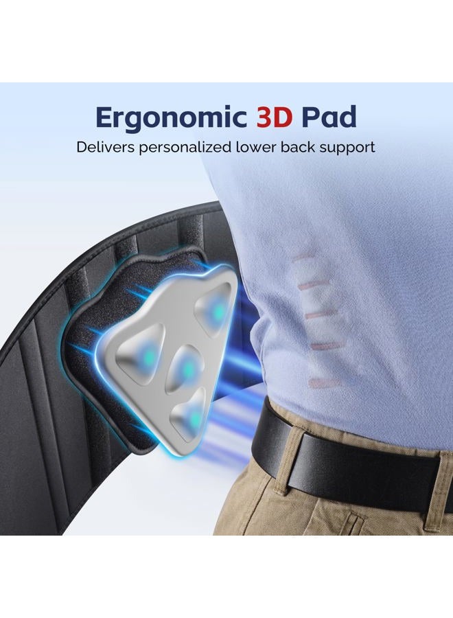 FEATOL Back Brace Lumbar Support-Back Brace for Lifting, Back Pain, Sciatica, Scoliosis, Herniated Disc-Lower Back Brace with Removable Ergonomically Designed 3D Silicone Lumbar Pad for Men & Women - Image 3