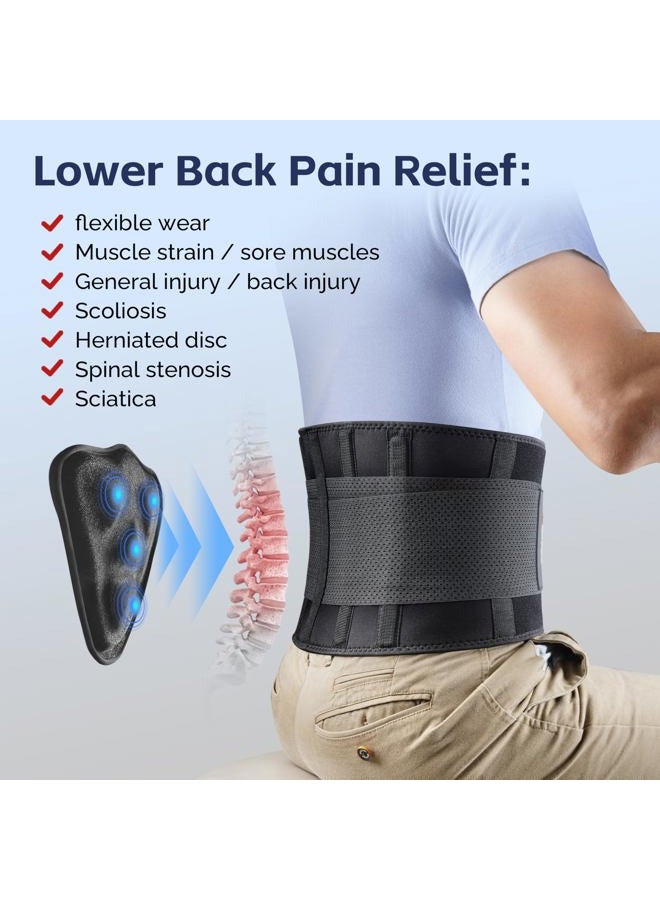FEATOL Back Brace Lumbar Support-Back Brace for Lifting, Back Pain, Sciatica, Scoliosis, Herniated Disc-Lower Back Brace with Removable Ergonomically Designed 3D Silicone Lumbar Pad for Men & Women - Image 2