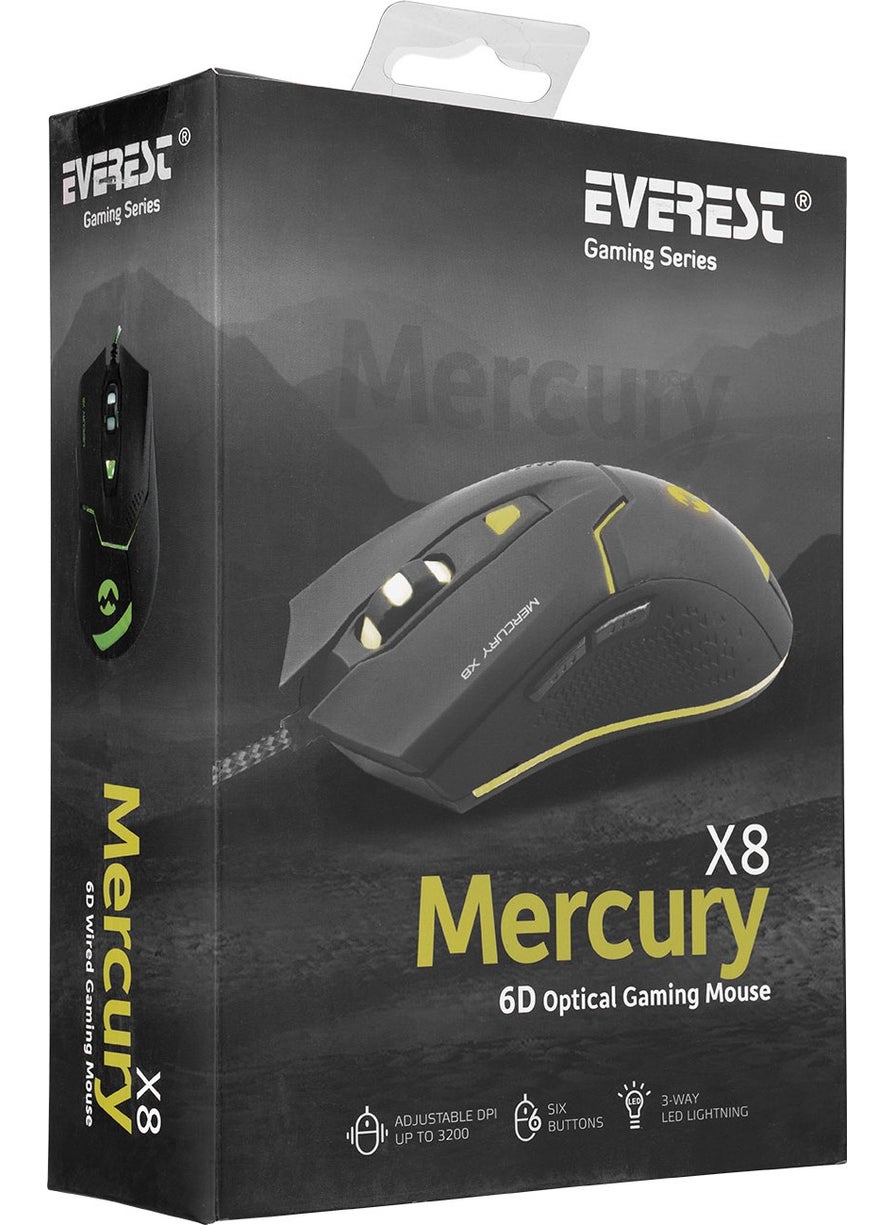 Everest Mercury X8 Usb Black 6D Optical Gaming Mouse  - Image 4