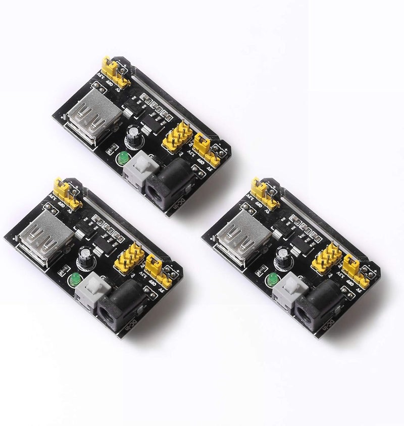 DEVMO 3PCS 3X MB102 Breadboard Power Supply Module Prototype DC 6.5-12V to 3.3V 5V USB Compatible with Ar-duino Bread Board - Image 1