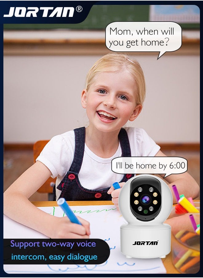 JORTAN - HD 1080P Indoor Security Camera 360° Pan & Tilt Wi-Fi Home PTZ Camera Easy to Install Baby Monitor with Night Vision Dog/Pet Camera with App Remote Control & Two Way Audio & Smart Tracking - Image 1