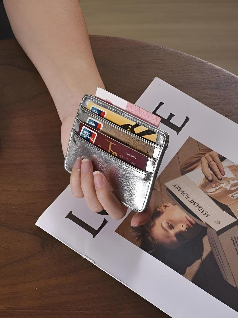 Wallet-an ultra-thin handbag with several card compartments and a coin pocket, made of soft faux leather that is perfect for securely organizing money (Option 5) - Image 3