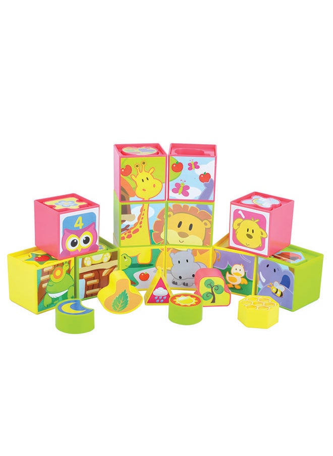 RED BOX - 12 Piece Shape Sorting And Puzzle Blocks - Image 1